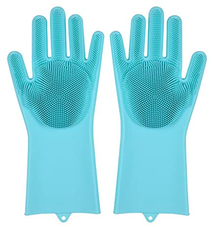 AGBARR Reinigungshandschuhe 2 stücke Silikonreinigungshandschuhe Multifunktions Silikonschale Waschhandschuhe for Küchenhäuser Silikon Waschen Reinigungshandschuh (Size : Lake no Velvet)