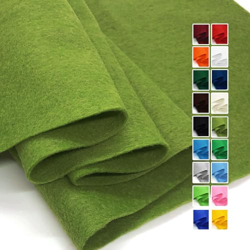 Tela de fieltro verde musgo de 36 x 36 pulgadas (1 yarda cuadrada), 1.6 mm de grosor, suave y duradera, flexible, para manualidades, proyectos de decoración