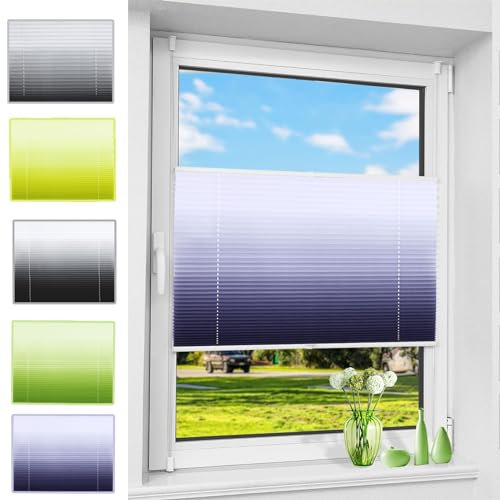 Premium Plissee Faltrollo ohne Bohren 80 x 120 cm Blickdicht Sichtschutz Sonnenschutz Sichtschutz Rollo für Fenster & Tür mit Klemmträger für Tür & Fenster, Lila