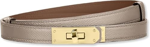 HEVIBK Ledergürtel Damen Gürtel Taillengürtel Damengürtel Leder Jeansgürtel Echtleder 31mm Breit schmaler Gürtel（Helles Khak i/Gold）