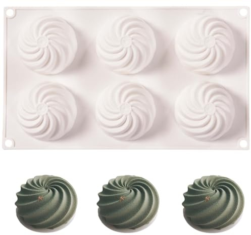 Muyulin Flowers Dessert Mousse Cake Molds Silicone, Cheese Cakes Truffles Brownie Pops Silicone Molds 6-Cavity, 11.6 x 6.8 x 1.3in