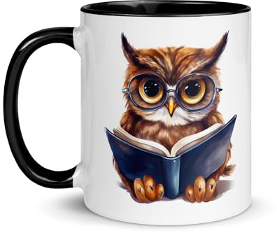 Chatcripant - Kopp uggla uggla design kaffe temugg djur grafik original gåva kramar par natur djur fåglar rovfågel kvinna (uggla läsare)