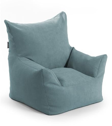 mokebo Kindersessel mit Stoffbezug 'Der Pausenheld', Sitzsack Kinder mit Füllung, auch als Lesesessel oder Sitzkissen fürs Kinderzimmer, Kindersitzsack oder Sessel für Kinder in Petrol, Blau