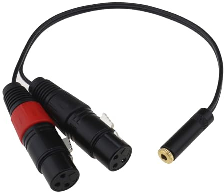 EMSea 3.5mm 1/8 Inch Female to Dual XLR Female Microphone Cable Balanced 3.5mm to 3pin Dual XLR Female Stereo Short Cord for Computers/MP3/DVD/TV/Radios 33.5cm
