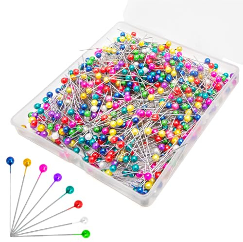 Spilli Da Sarta,Spilli Con Testa Colorata,Spilli,Spilli Per Trapuntatura,Spilla Da Cucire,Spilli Da Sarta Testa Piatta,600psc Spilli Per Trapuntatura,Spilli Rotondi Con Testa Di Perla,Spilli Sarta