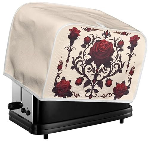 Kuiaobaty Rose Floral Toaster Gerät Staubdichte Abdeckung, Tribal Spiral Malerei Rose Blume Kleine Brotbackmaschine Ofenabdeckung, Staub- und Fettschutz