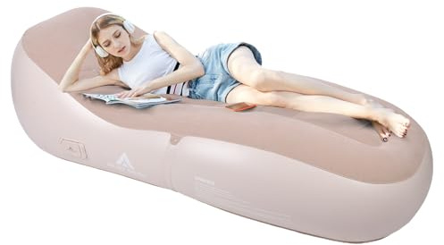 Wakects Chaise Longue Gonflable, canapé Gonflable Portable en PVC, de Flocage, Gonflage Automatique, capacité de 150 Kg, pour la Maison, la Plage, Le Camping 72,8 X 29,9 X 21,7