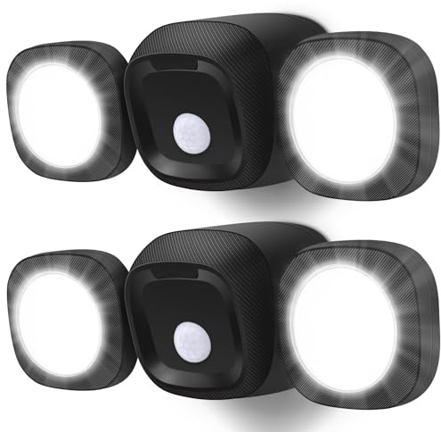 Toowell 2 Stück Bewegungsmelder Aussen Batterie Akku Aussenleuchte mit Bewegungsmelder Batterie Outdoor Leuchte Batteriebetriebene Außenleuchte Wasserdicht Aussenlampe für Garten Garage Veranda