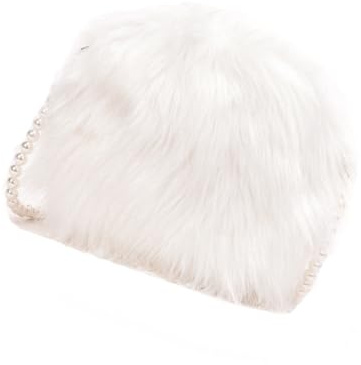 Generisch Chic Weiße Plüsch Umhängetasche Mit Perlenkette Flauschiger Rundbeutel Für Damen Für Alltag Shopping Und Ausflüge Bequeme Schultertasche Für Mädchen