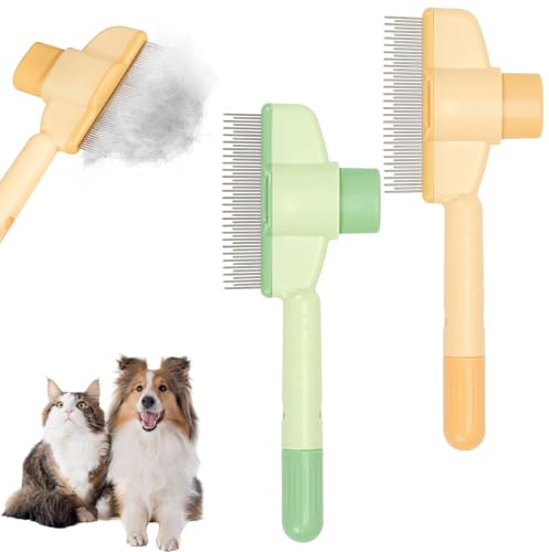 Selbstreinigender Flohkamm für Haustiere, Flohkamm für Katzen, Katzenkamm, Katze Hund Flohkamm, Katzenkamm Massagekamm, Haarkamm Für Katzenhaare Mit Entriegelungsknopf, Hundekamm, Flohkamm