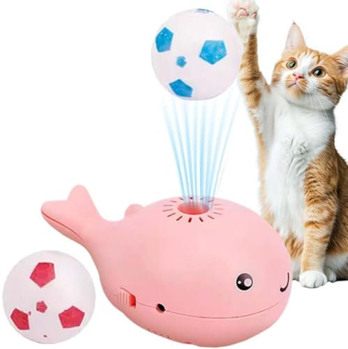 Floating Ball Cat Toy, Electric 2-in-1 Whale Floating Interactive Cat Toy, Wal Schwimmend Katzenspielzeug, Elektrisches automatisches Katzenspielzeug, Wiederaufladbarer interaktiver katzenball (Rosa)