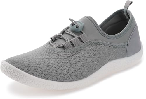 WHITIN Water Shoes for Women Barefoot Aqua Socks Size 8 Swim Pool Beach Boat Quick Dry River Zero Drop Surfing Minimalist Travel Summer Ladies Footwear Light Grey
