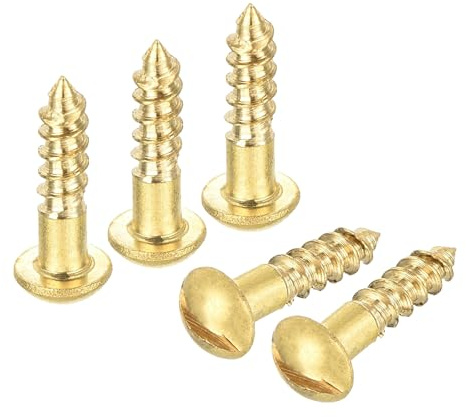 QUARKZMAN Vis à Bois M3 x 12mm à Tête Ronde Fendue en Laiton 30 Pcs | Vis Auto-Taraudeuse
