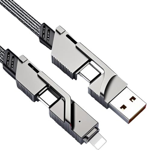 4 in 1 Multi Charger Cable,Compatible for USB C to Lightning/Type-c to USB C/USB A to Lightning/USB A to USB C Fast Charging Charger,Compatible for iPhone iPad MacBook AirPods Pro Samsung,1M