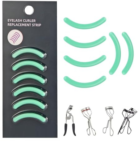 Weiche Silikon-Gummi-Wimpernzange, Nachfüllpackungen, kompatibel mit Shiseido, Tweezerman, Revlon, Shu Uemura, Surratt, e.l.f Wimpernzange für Reisen, tragbar, Comestic Zubehör, 6 Stück, Grün