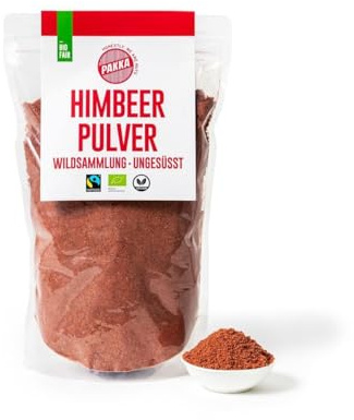 PAKKA – Polvere di lamponi bio Fairtrade, da raccolta selvatica, essiccati al sole, senza zuccheri aggiunti, senza solfiti e olio, da Samarcanda, Uzbekistan, vegana (750 g)