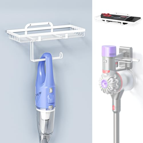 YYBO Wall Mount for Cordless Vacuum Cleaner Accessories, Handheld Vacuum Cleaner Holder, Metal Vacuum Stand, Wall Bracket Holder for Stick Vacuums or Handheld Vacuum (White)
