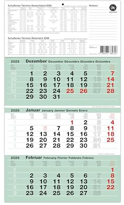 3-Monats Wandkalender Recycling 2026