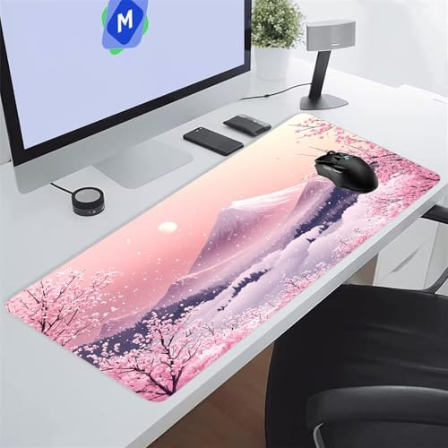 Tappetino Mouse XXL Gaming 1200x600x3 mm Fiori Sulla Montagna Innevata Tappetino per Mouse Grande Cuscinetto per Tastiera Grande da Scrivania Gaming Mousepad Lavabile per Ufficio e casa
