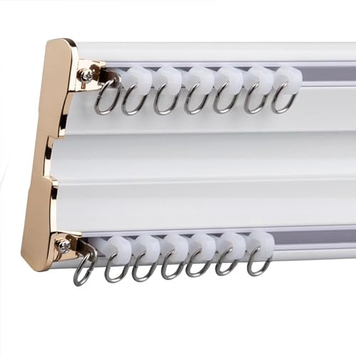 Carril de Cortina Doble, Riel de Cortina para Separador de Ambientes, con Accesorios de Instalación, Separador de Ambientes Ventanal para Dormitorio Hotel Hospital(Blanca,3.4m(11.2ft))
