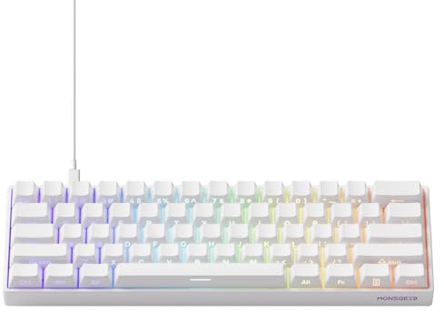 MONSGEEK FUN60 Pro Tastiera da gioco a grilletto rapido, velocità di scansione 16K, interruttore magnetico SP, tastiera HE, tastiera cablata, 60% bianco lucido (interruttore magnetico antiriflesso)