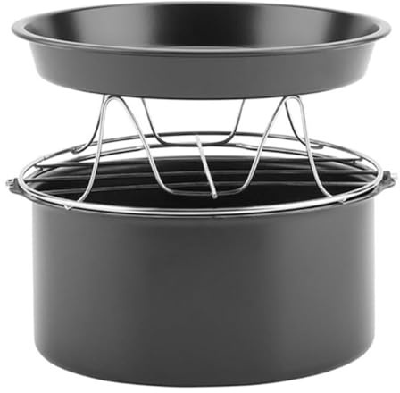 ULTECHNOVO Juego de 3 Moldes para Freidora de Aire de 9 Pulgadas, Molde Redondo para Pasteles, Sartén para Pizza y Rejilla de Acero Inoxidable, Accesorios para Hornear y Cocinar en Freidora