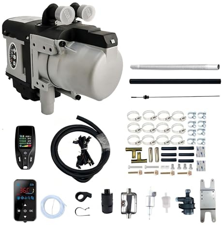Calentador de Coche Diesel 5KW 12V 24V, Precalentador Hidrónico Motor para Caravana Barco Camión, Sistema de Calefacción Estacionaria con Control Remoto LCD(12V)