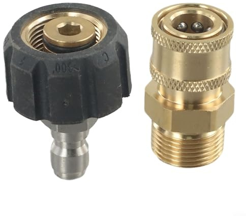 Alanmoship Juego de adaptadores giratorios M22, 9 conectores de alta presión, 14 mm, 15 mm a 1/4 pulgadas, 3/8 pulgadas, accesorios de acero inoxidable de latón de conexión rápida para mangueras de