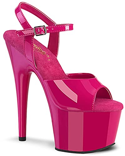 Pleaser Dam ADORE-709 platå, höga klackar, sandalett, lack, varm, rosa, 45 EU, Lack Hot Pink, 45 EU