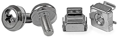 StarTech.com CABCAGENT62B M6 Käfigmuttern für Server-Rack und Schrank, Schwarz, 100 Stück Silver Cage Nuts and Mounting Screws 50x M5