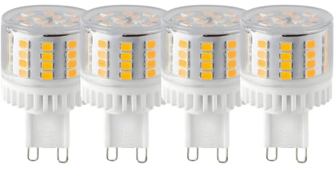HUAMu LED Leuchtmittel G9 5W,Flach Rund,52 LED-Chips,Ersatz 50W G9 Halogenlampen,3000K Warmweiß,500 LM,360 Grad Abstrahlwinkel, AC 220-240V,Nicht Dimmbar,4 Stück