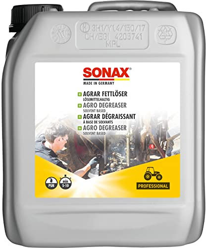 SONAX AGRAR FettLöser lösemittelhaltig (5 Liter) für verhärtete Fettbeläge an Hydraulik, Lenkung und Motor sowie zur Werkzeugreinigung | Art-Nr. 07425000