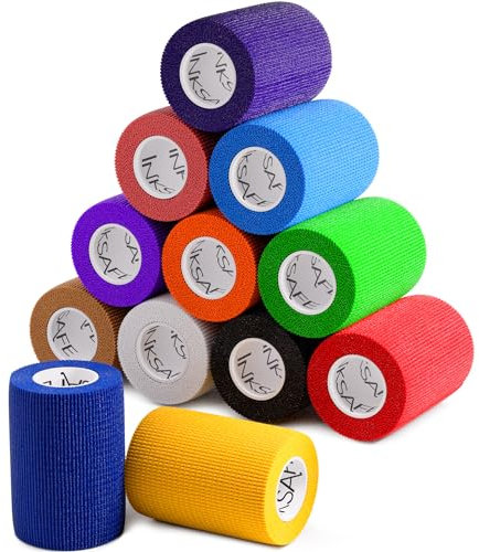Inksafe Selbsthaftende kohäsive Bandagen, Haftbandage 7,5 cm x 4,5 m, Box mit 12 Stück