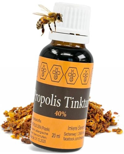 NORDBIENCHEN Teinture de Propolis avec 40% de Propolis de notre propre apiculture - 20ml Gouttes de Propolis, Extrait de Propolis d'abeilles - Teinture de Propolis - Qualité d'Apiculteur