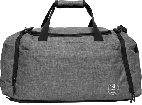 Bearformance® Ultimate Sportbag | nachhaltige Sporttasche mit Schuhfach & Nassfach mit Rucksackfunktion für Herren & Damen für Sport, Training, Gym, Reise aus recyceltem PET | Größe M 42L | Grau