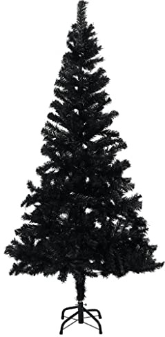 vidaXL Künstlicher Weihnachtsbaum mit Ständer Tannenbaum Christbaum Dekobaum Kunstbaum Weihnachten Dekoration Weihnachtsdeko Schwarz 120cm PVC