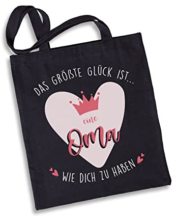Tassenbrennerei Baumwolltasche mit Spruch Glück ist es eine Oma wie Dich zu haben - Jutebeutel Geschenk für Großmutter