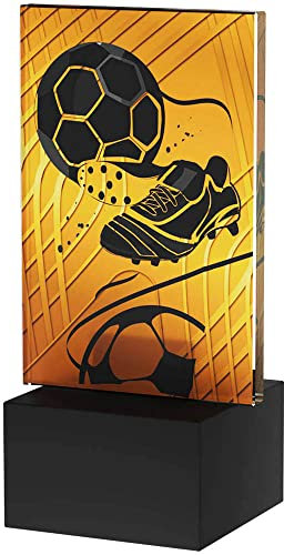 Larius Fußballtrophäe - Pokal 'Fußball Hero' aus Glas, Goldener Schuh Ball - Torschützenkönig (ohne Wunschtext)