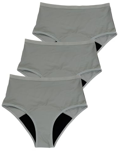 MYLILY® Periodenunterwäsche I Bio-Baumwolle I Periodenunterwäsche auslaufsicher I Nachhaltig & waschbar I Inkontinenz I Schwangerschaft & Wochenbett geeignet (3X High Waist Salbei, S)