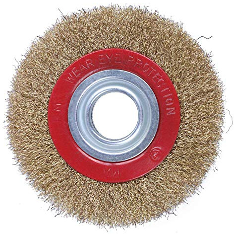 Rueda de cepillo de alambre para amoladora de banco + anillos adaptadores reductores, 150 mm