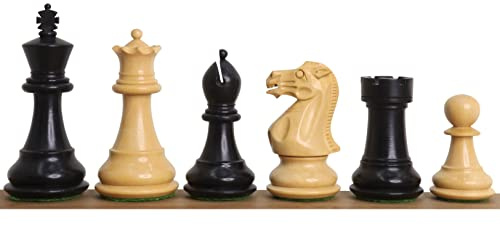 3 Professional Staunton Chess Pieces Only Set- Weighted Ebonized Boxwood