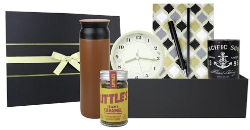Luxury Gift Hamper Box Present for Fiancée Woman Her | Perfect Present forFavours Anniversary Birthdays Valentine's Day - Alarm & Coffee Black