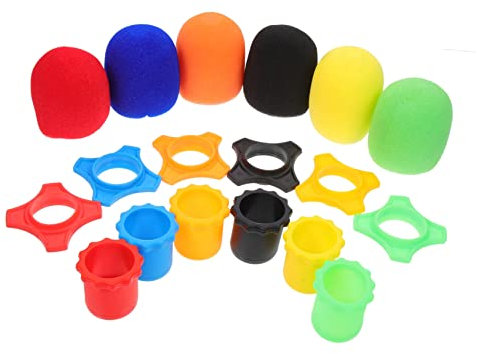 SUPVOX Microphone Accessories 18Pcs Set Including Silicone Anti-Roll Rings Bottom Sleeves and Sponge Mic Covers for Mic Protection and Stage Use