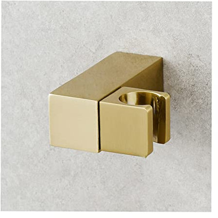 AKAZI Support de pommeau de Douche, Support de pommeau de Douche carré en Laiton pour Salle de Bain, Support de Douche Mural réglable à 360 °, Noir (Or)