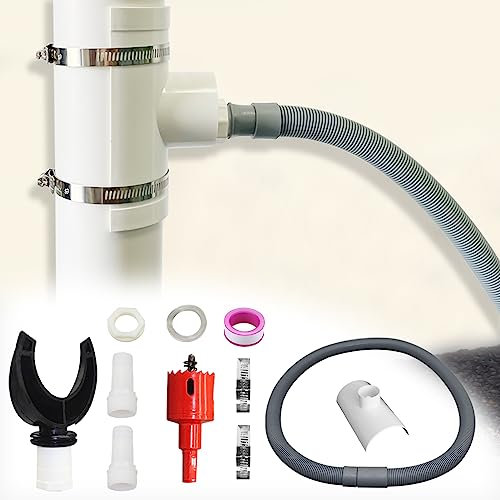 Rainwater Collector for Circular Ducts (110 mm) with Flexible Hose, Rainwater Collector Set, PVC Connector, Water Collector for Gutter Downspout (Kit A-110mm)
