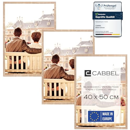 CABBEL Lot de trois (3 pcs.) cadres photo 40x50 cm MDF bois moka | avec verre plexi incassable/Moderne