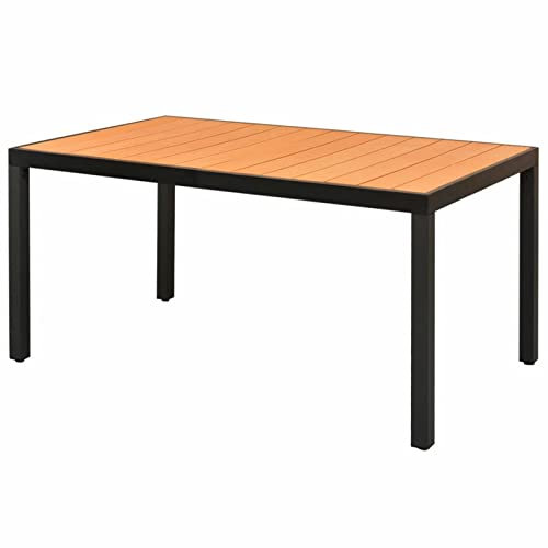 ZEYUAN Garten-Esstisch, Tisch Garten, Balkontisch, Mehrzwecktisch, Buffettisch, Biertisch, Bierzelttisch, Flohmarkttisch, WPC Aluminium 150 x 90 x 74 cm Braun