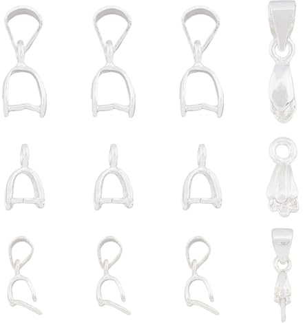 DICOSMETIC 12 Stück 3 Stile 925 Sterlingsilber Anhängerbügel Kleine Eispickel Klemmbügel Perlen Anhänger Verbindungsverschluss Geschnitzter Klemmbügel Für DIY Halsketten Armbänder Ohrringe