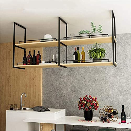 Ceiling Hanging Wine Rack European Style Wine Bottle Holder Plant Flower Pot Stand Display Shelving Unit Rail Planter Shelf For Bars Kitchen Balcony (Size : 140x30x80cm)