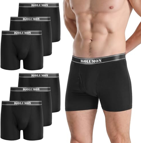 IGOLUMON Boxer Uomo in bambù Ultra Morbido Pacchetto da 6 Confortevoli Mutande Uomo Boxer Slip Senza Etichetta